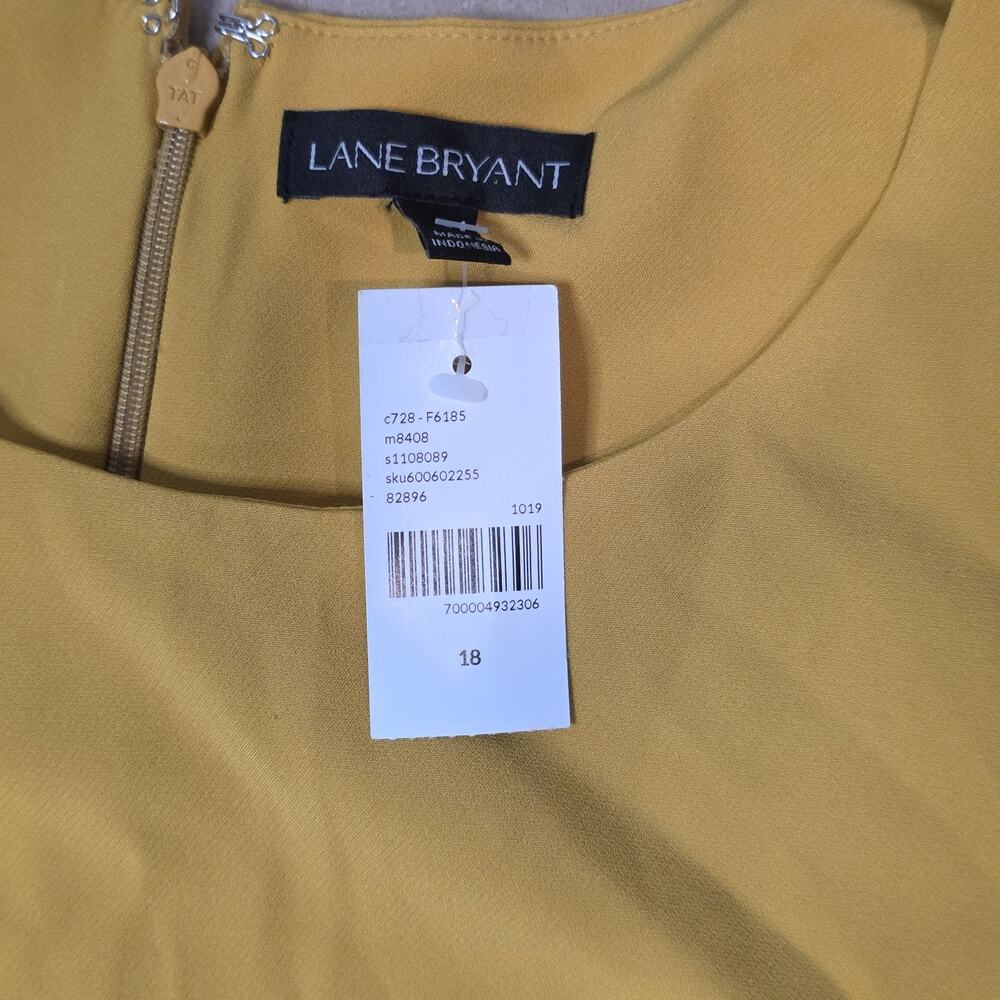 Lane Bryant 18 Lena Seamed Wide Leg Jumpsuit Flutter Sleeve mustard Belted NWT - Picture 6 of 13